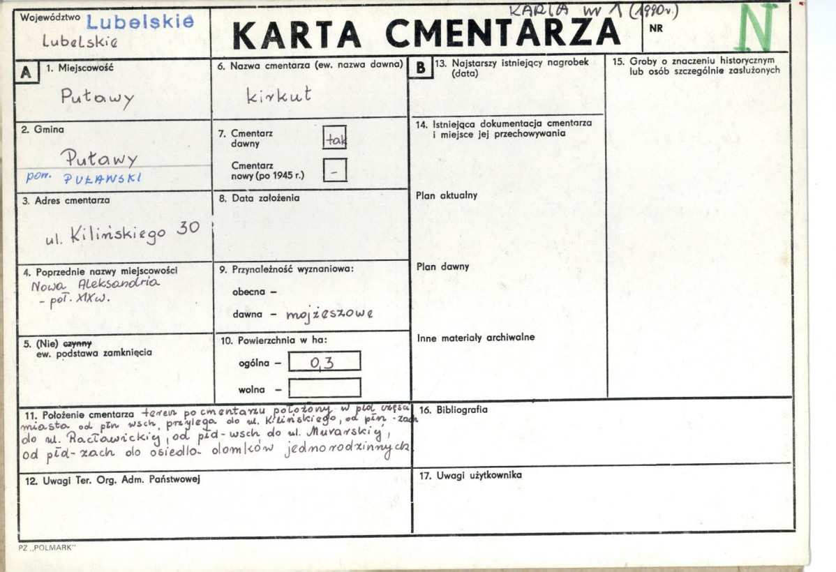 KC - Karta cmentarza, skan nr 1