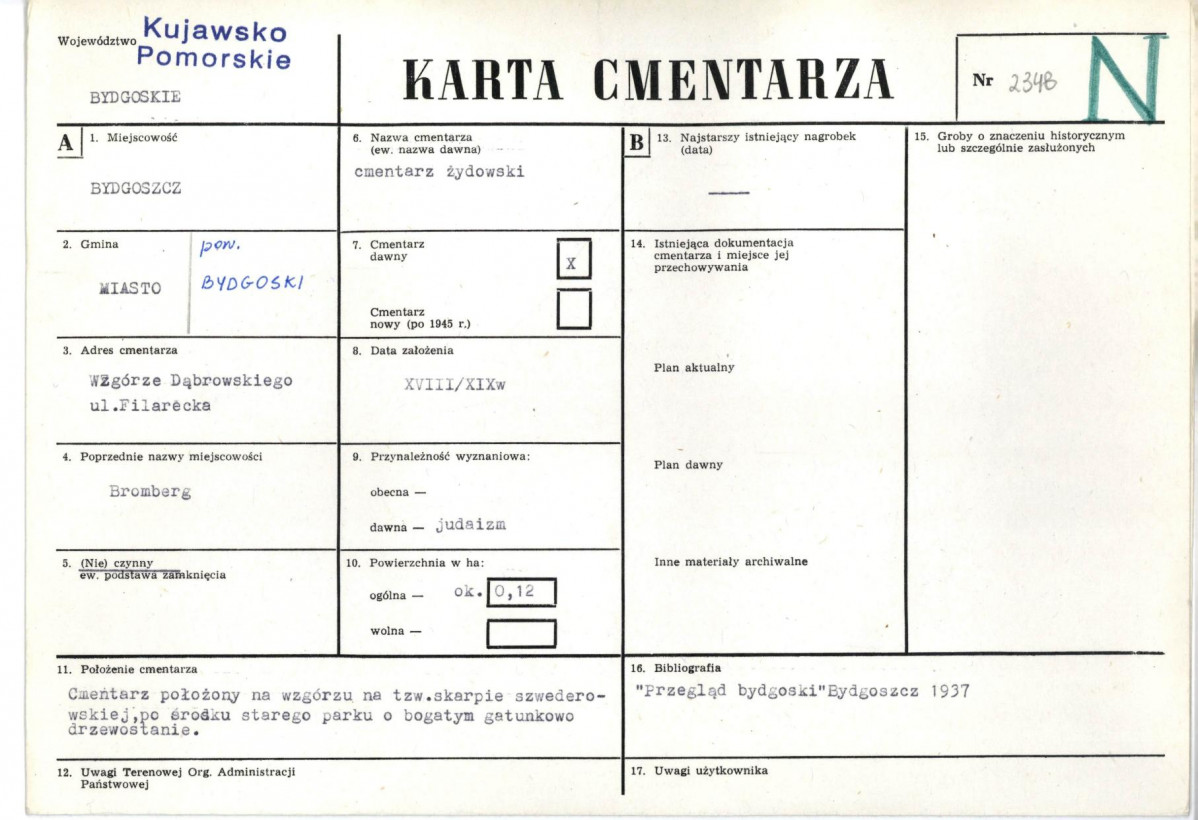 KC - Karta cmentarza, skan nr 1