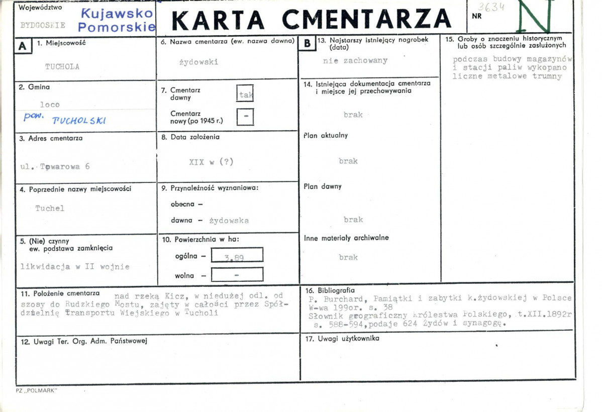 KC - Karta cmentarza, skan nr 1
