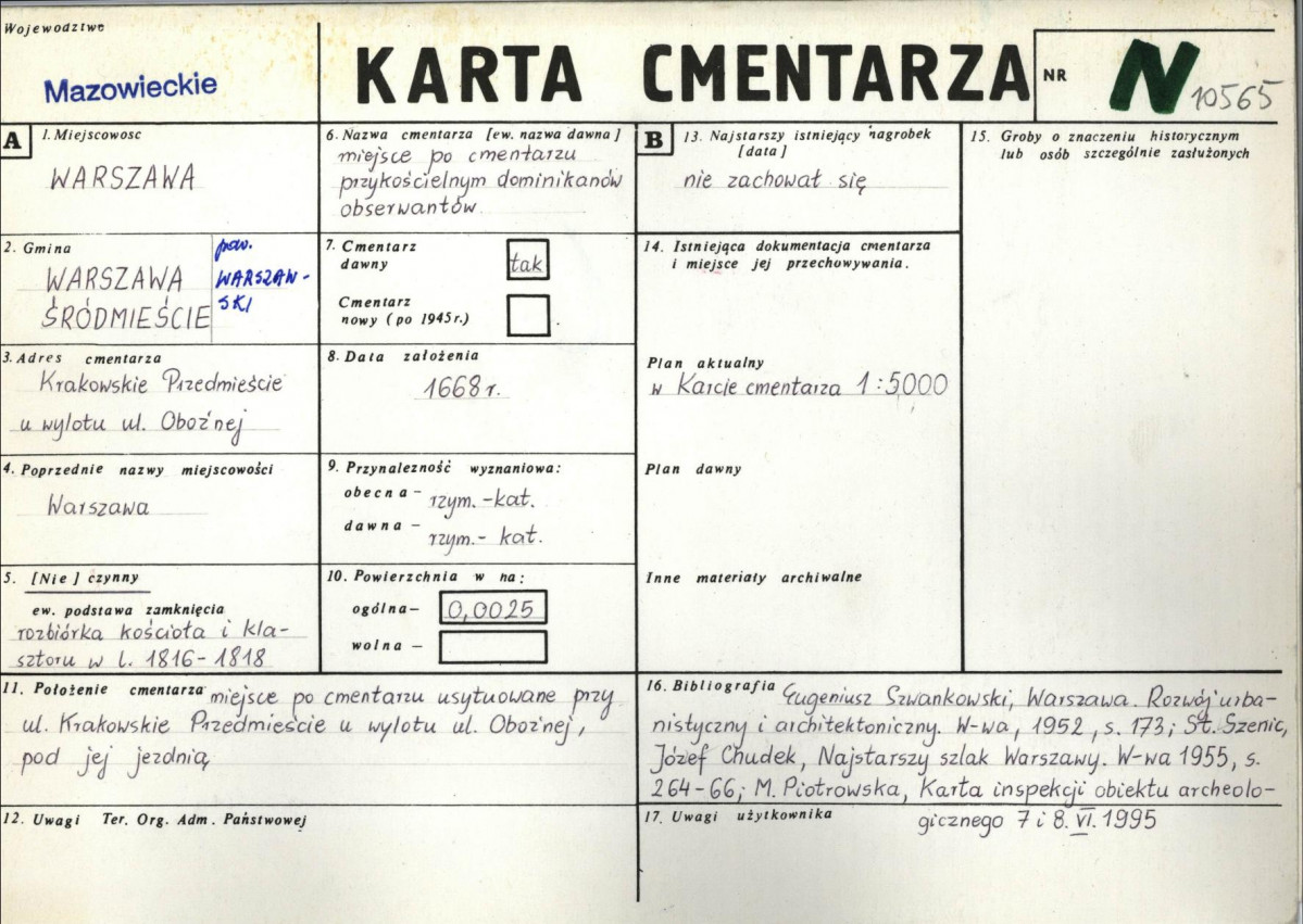 KC - Karta cmentarza, skan nr 1