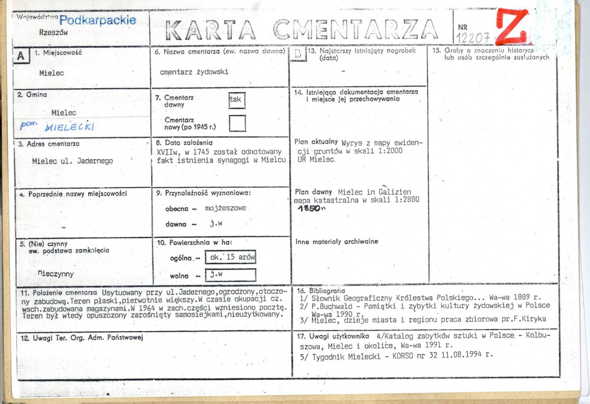 Karta cmentarza, skan nr 1