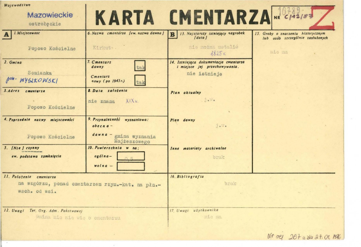 Karta cmentarza, skan nr 1