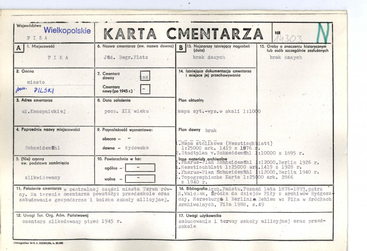 KC - Karta cmentarza, skan nr 1