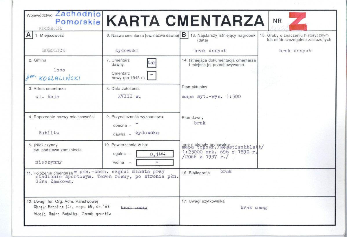 Karta cmentarza, skan nr 1