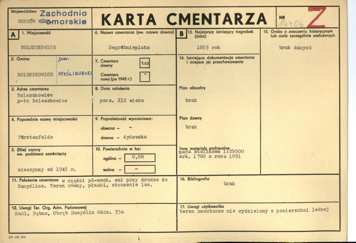 Karta cmentarza, skan nr 1