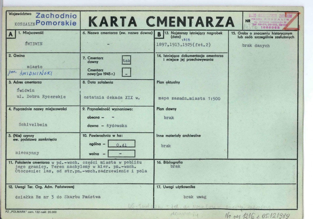 KC - Karta cmentarza, skan nr 1