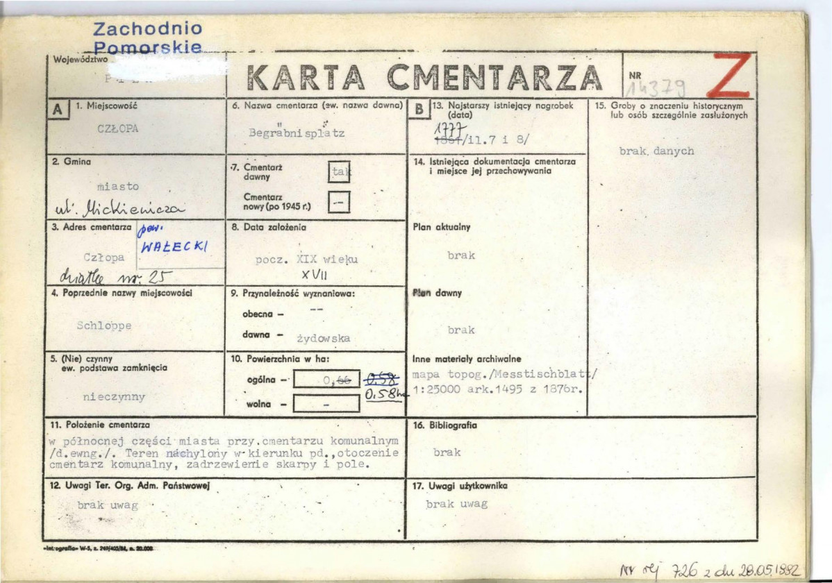 KC - Karta cmentarza, skan nr 1