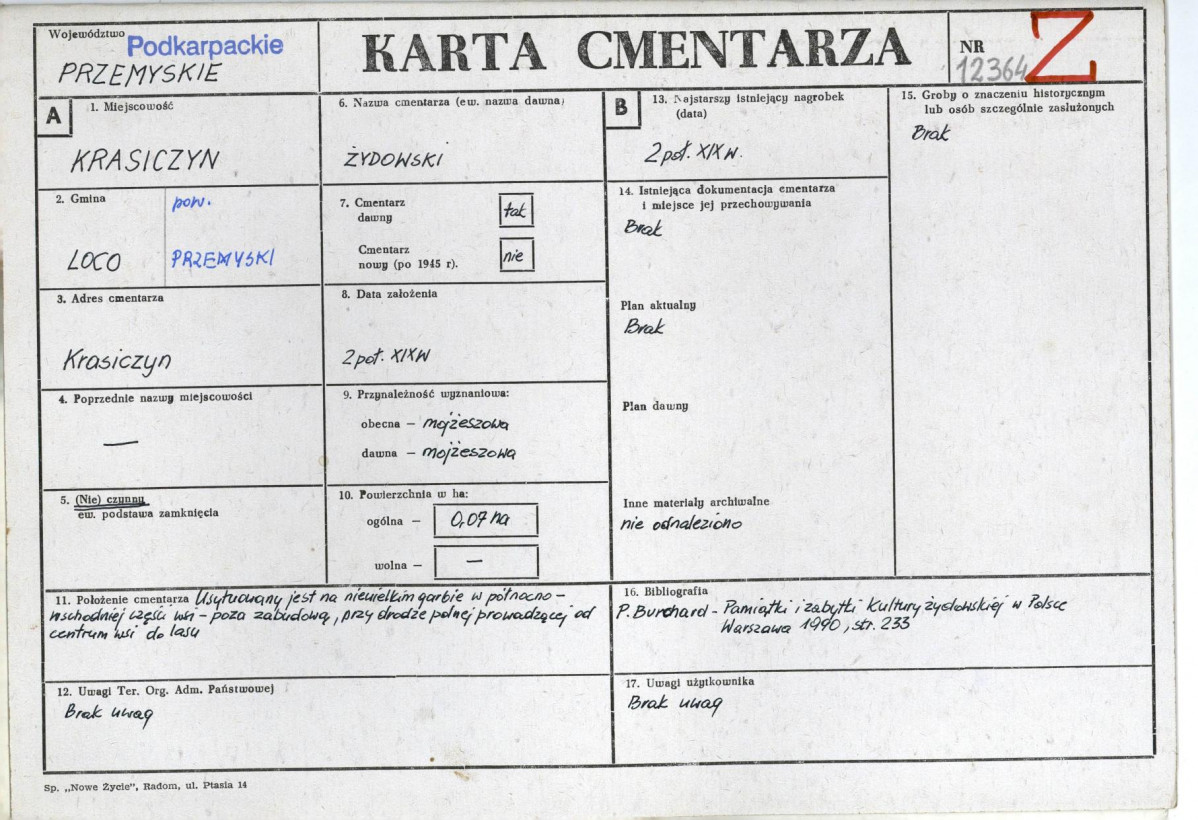 Karta cmentarza, skan nr 1