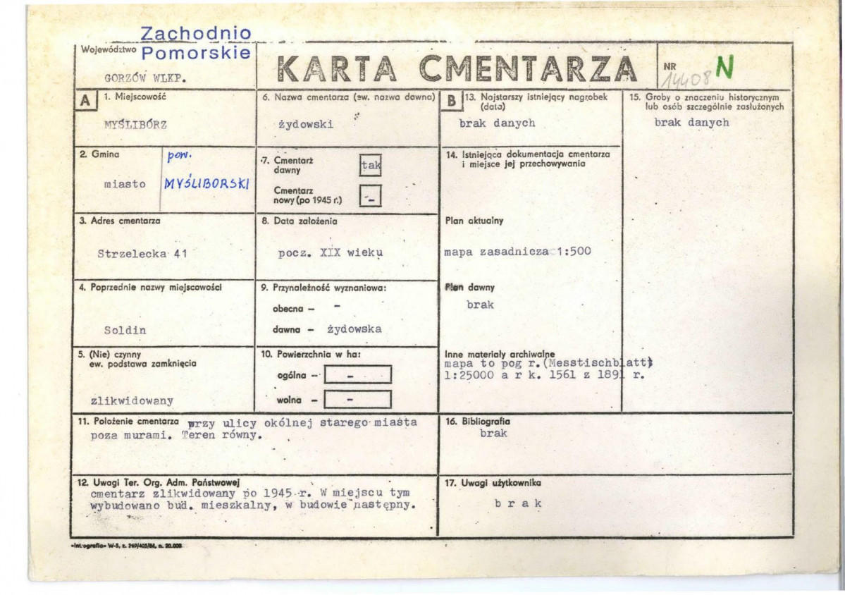 KC - Karta cmentarza, skan nr 1