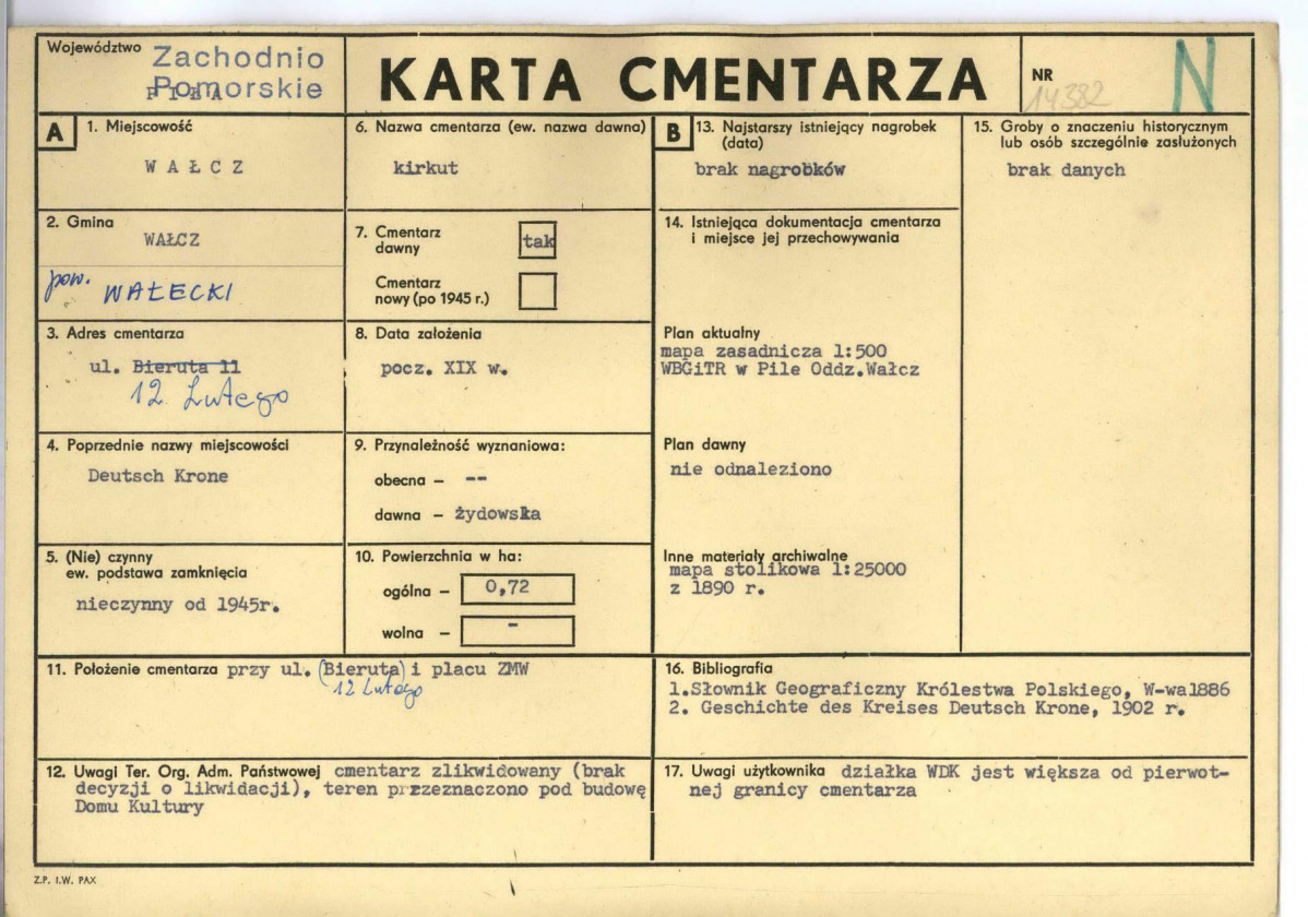 KC - Karta cmentarza, skan nr 1