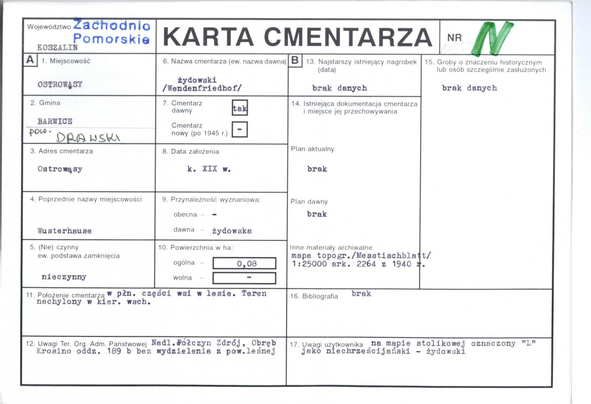 KC - Karta cmentarza, skan nr 1