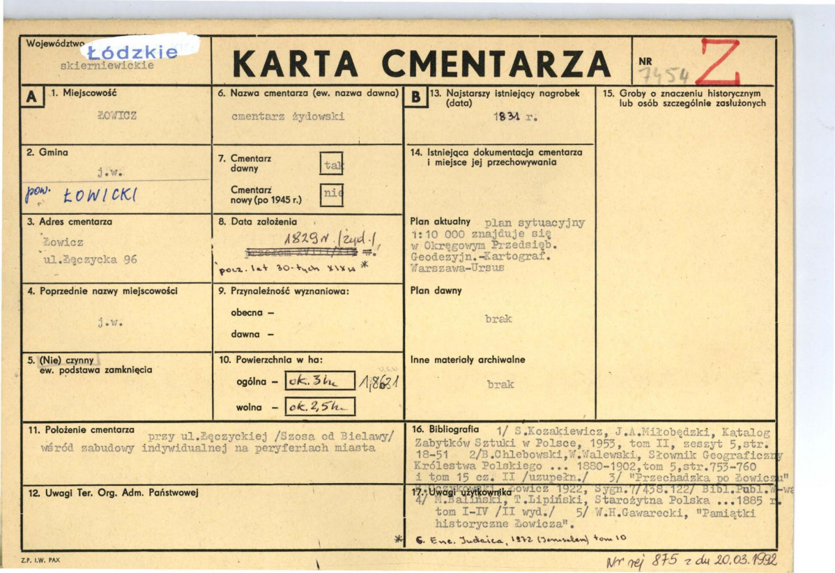 Karta cmentarza, skan nr 1