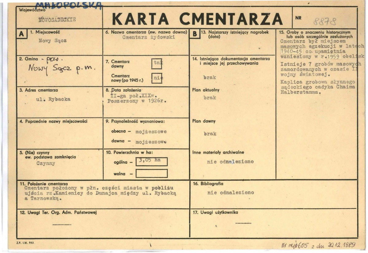 Karta cmentarza, skan nr 1