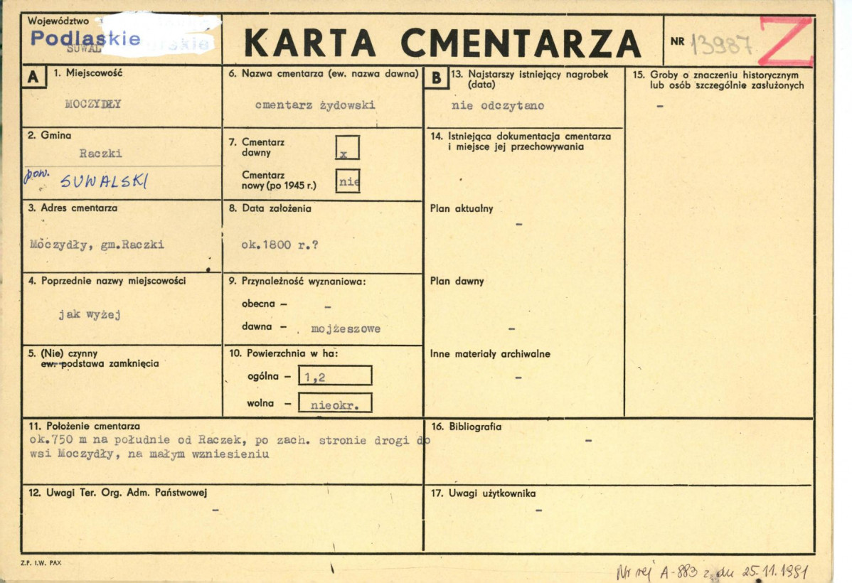 Karta cmentarza, skan nr 1