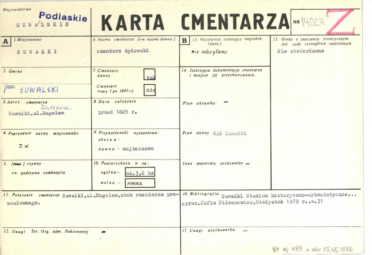 Karta cmentarza, skan nr 1