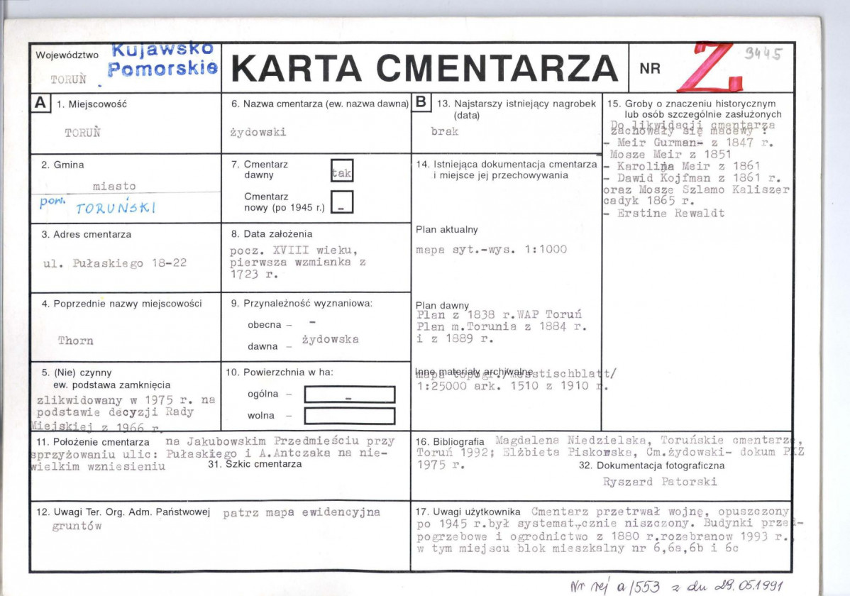 Karta cmentarza, skan nr 1