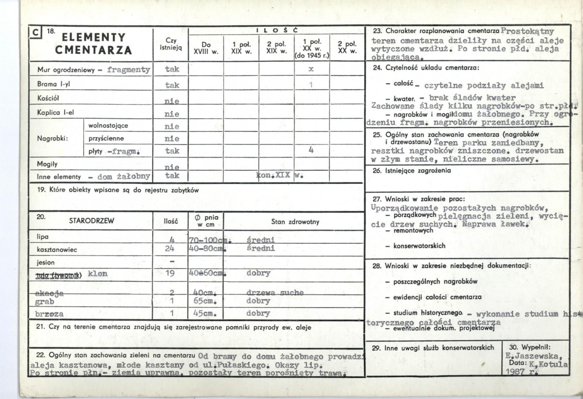 Karta cmentarza, skan nr 2