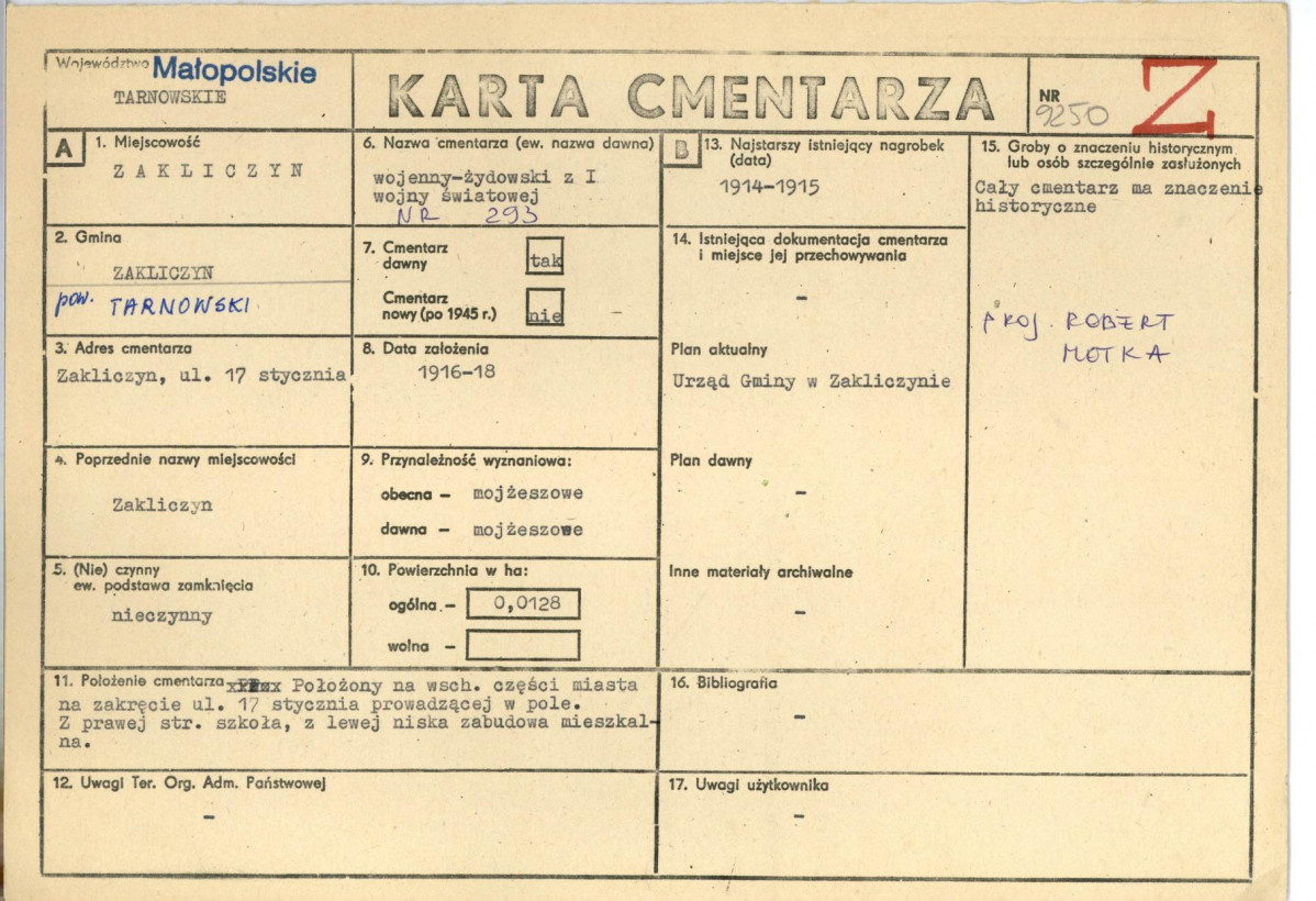 Karta cmentarza, skan nr 1
