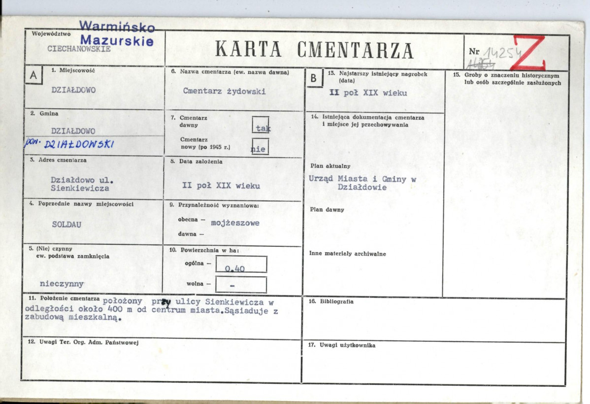 Karta cmentarza, skan nr 1