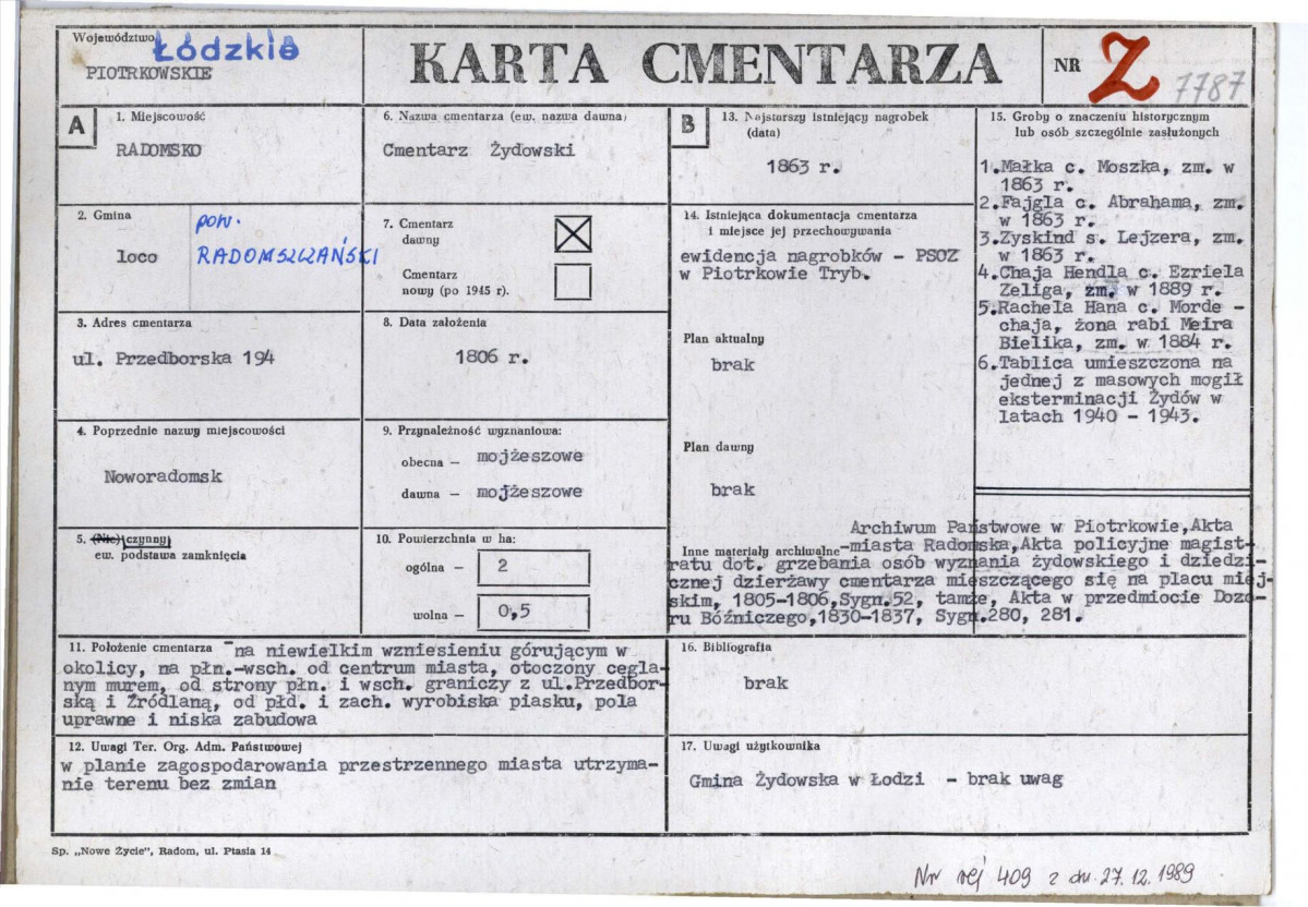 Karta cmentarza, skan nr 1