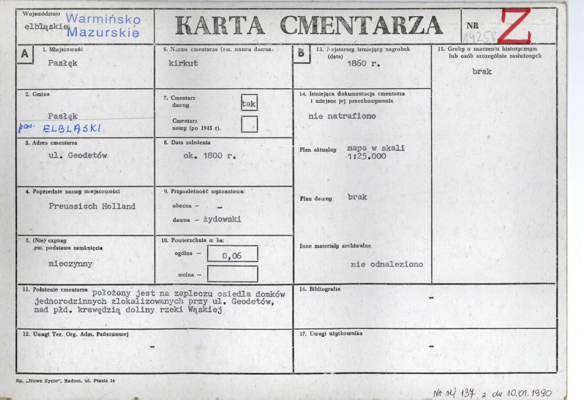Karta cmentarza, skan nr 1