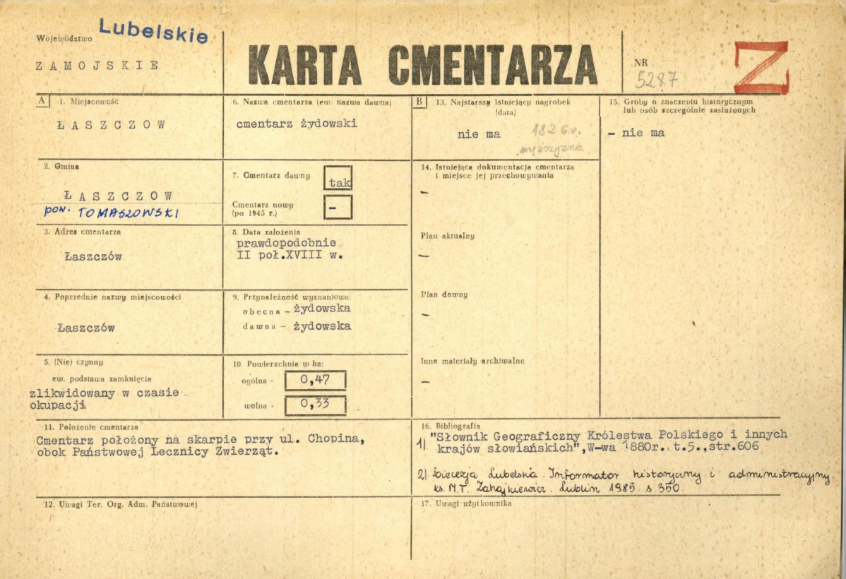 KC - Karta cmentarza, skan nr 1