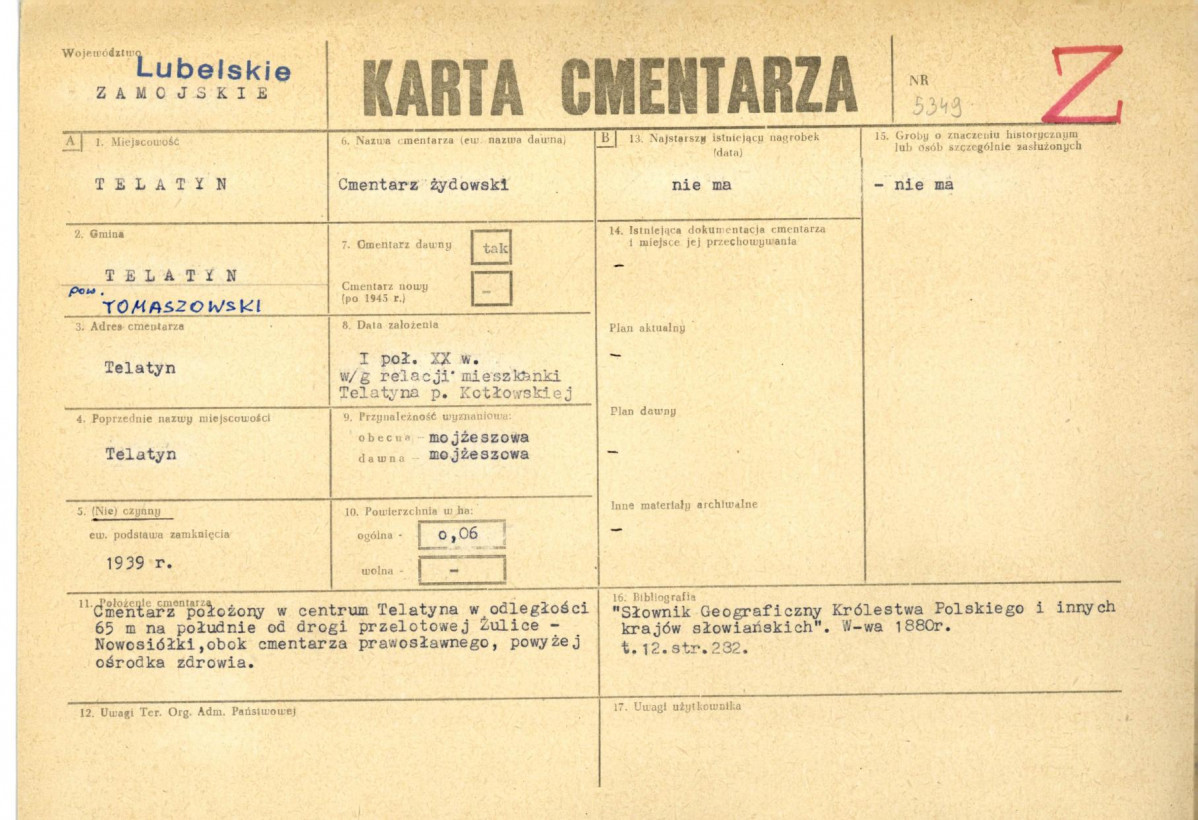 KC - Karta cmentarza, skan nr 1