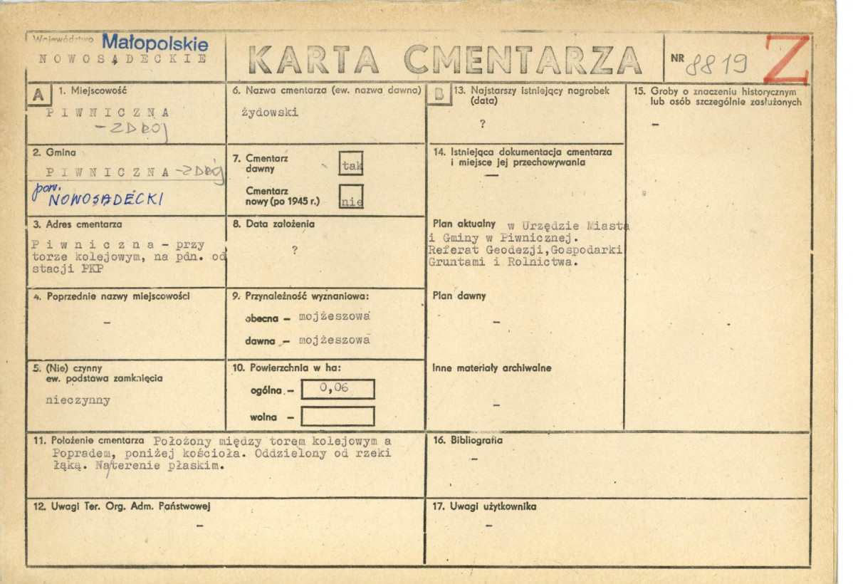 Karta cmentarza, skan nr 1
