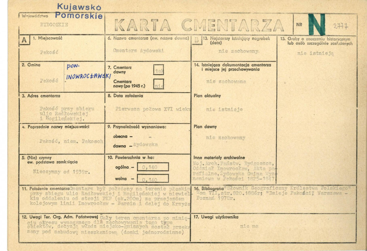 KC - Karta cmentarza, skan nr 1
