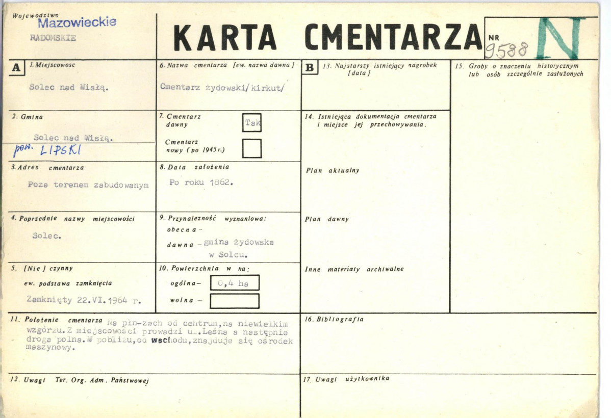 KC - Karta cmentarza, skan nr 1
