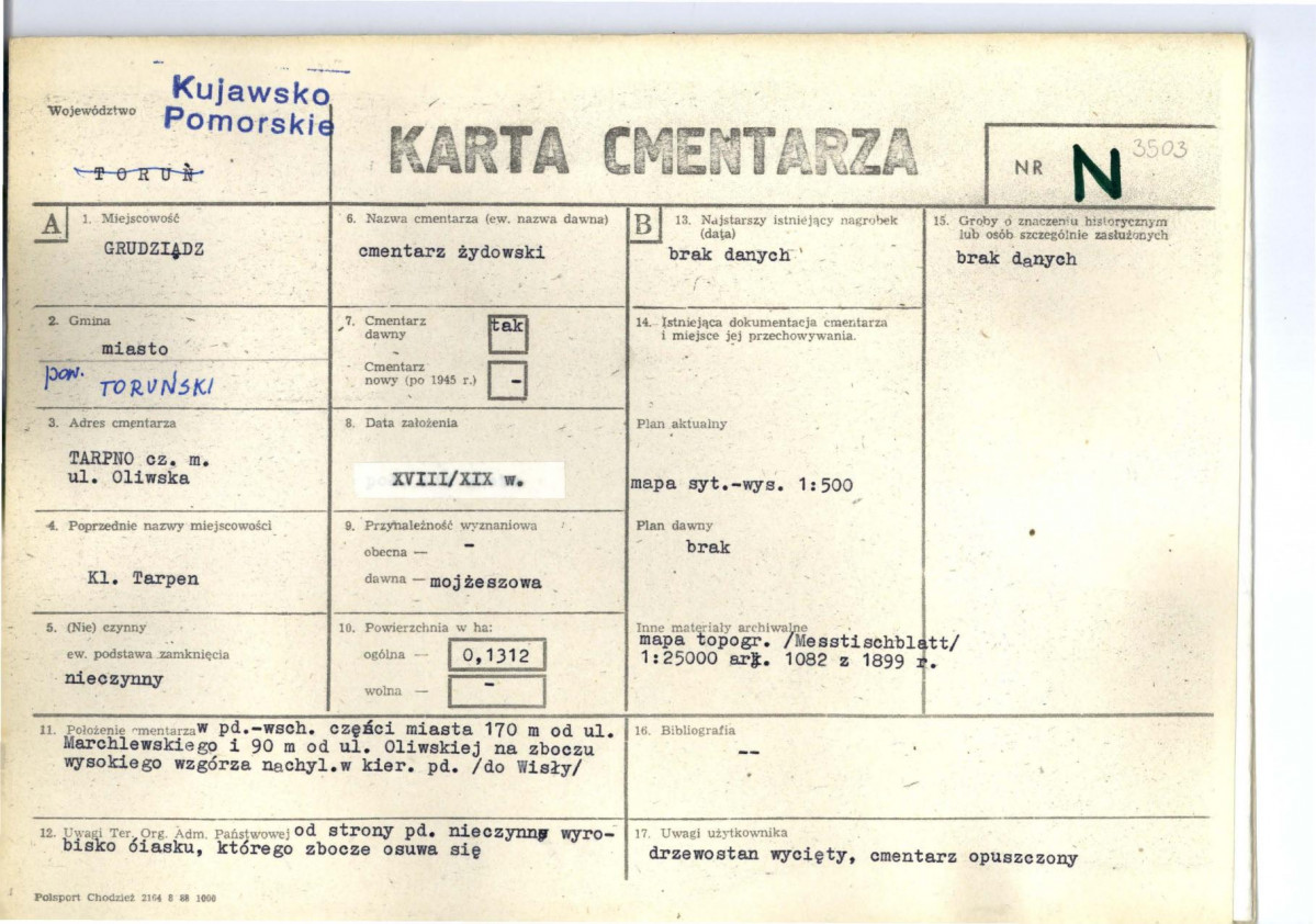 KC - Karta cmentarza, skan nr 1