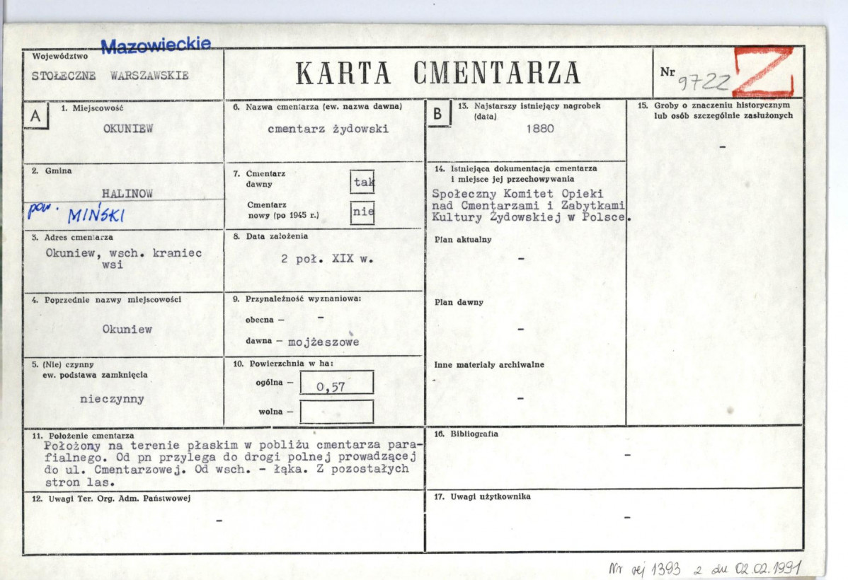 Karta cmentarza, skan nr 1