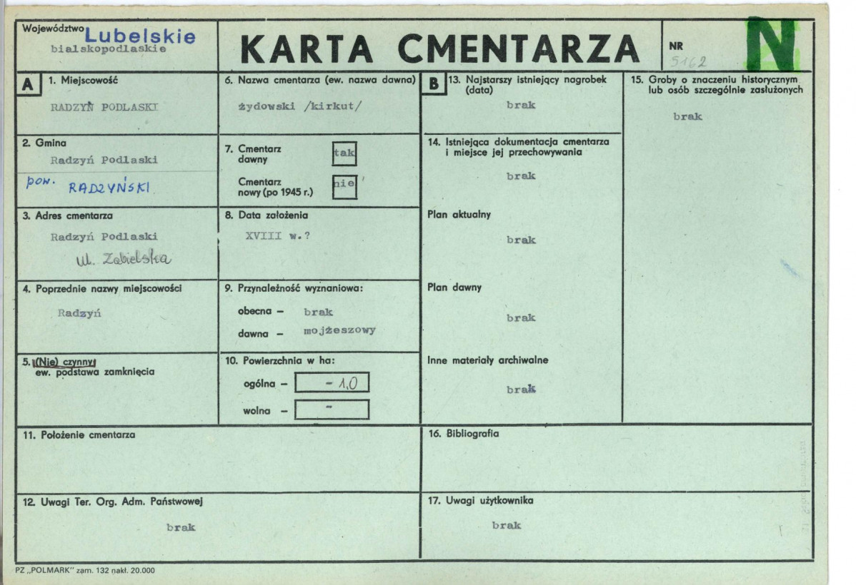 KC - Karta cmentarza, skan nr 1