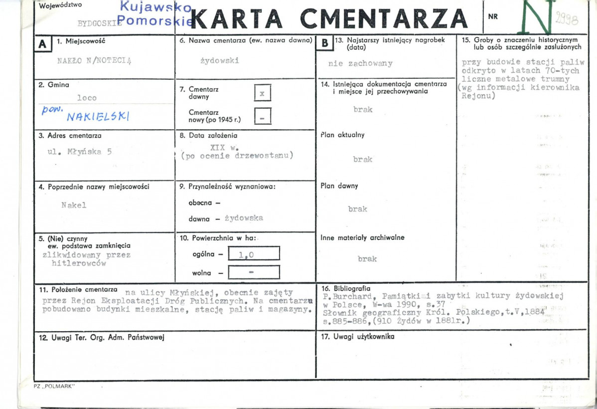 KC - Karta cmentarza, skan nr 1