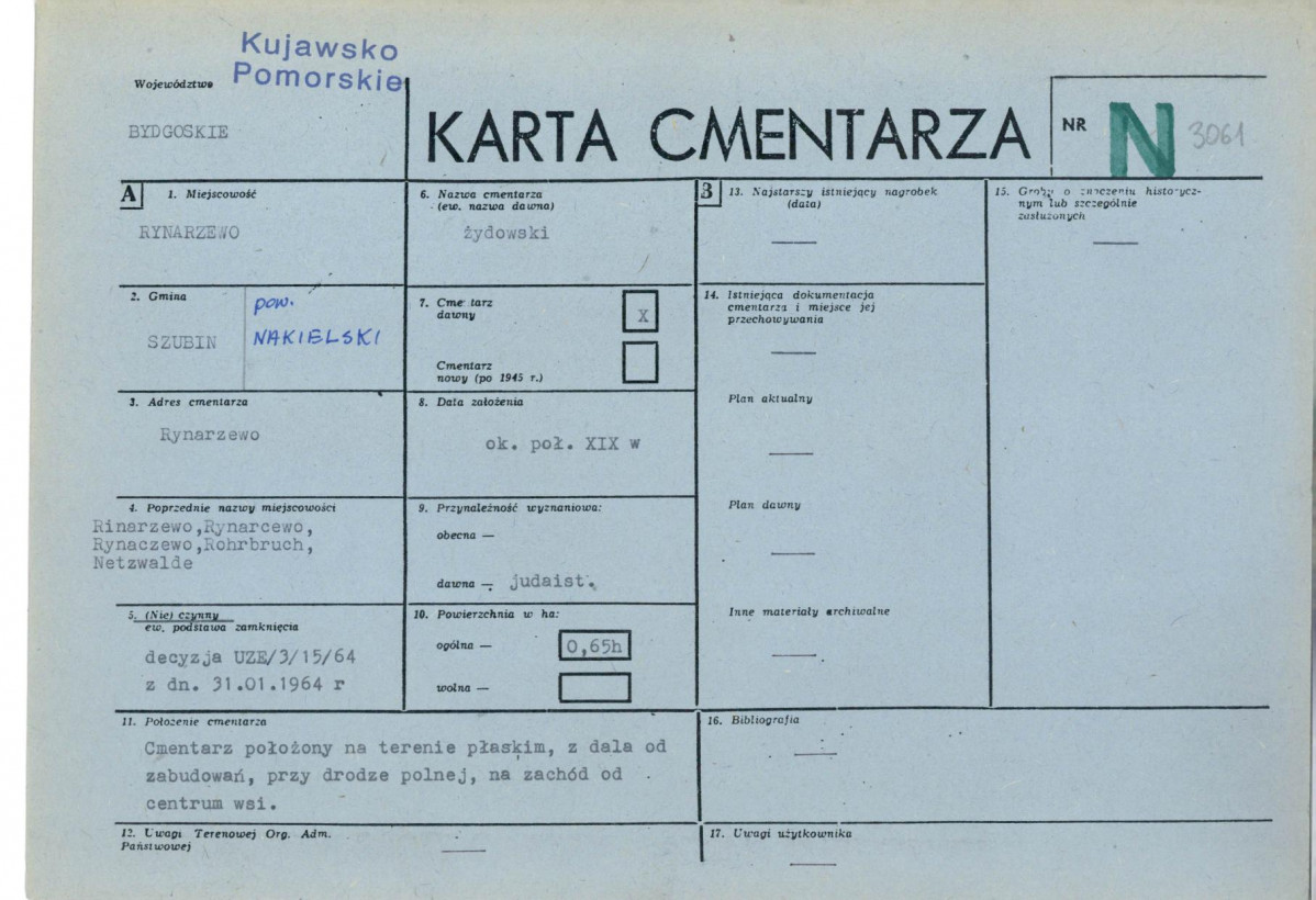KC - Karta cmentarza, skan nr 1