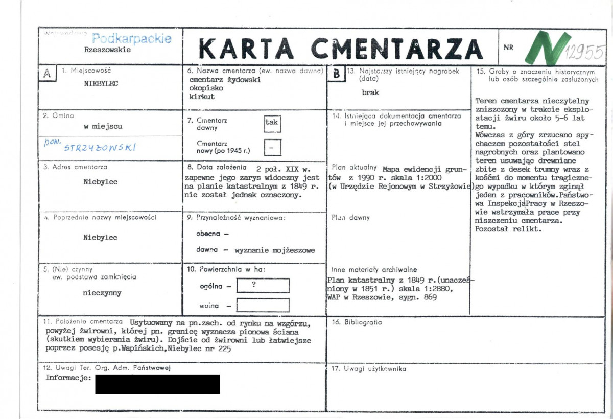 KC - Karta cmentarza, skan nr 1
