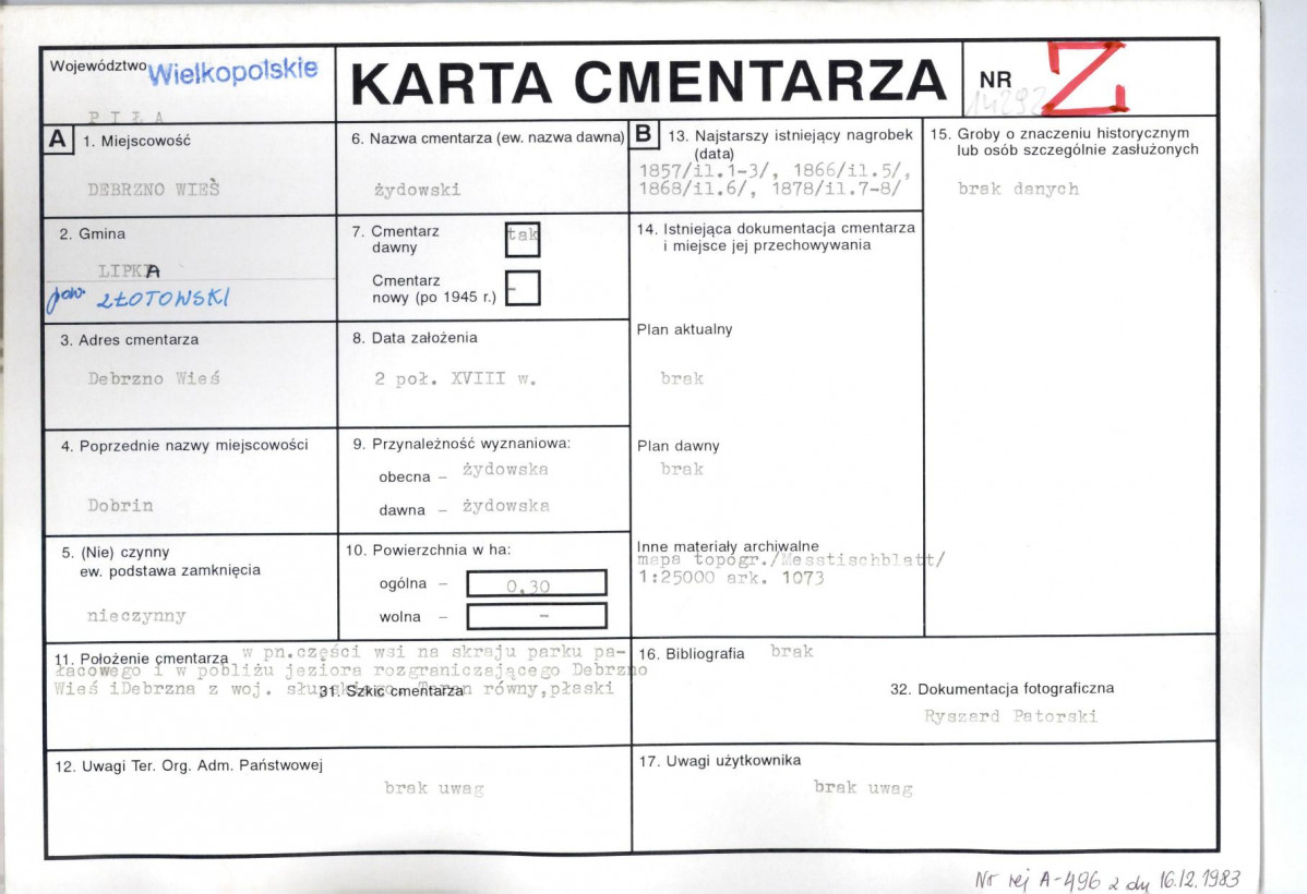 Karta cmentarza, skan nr 1
