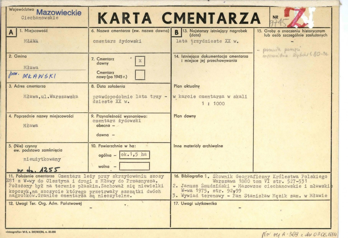 Karta cmentarza, skan nr 1