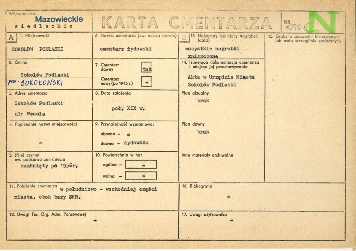 Karta cmentarza, skan nr 1