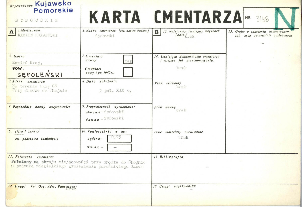 KC - Karta cmentarza, skan nr 1