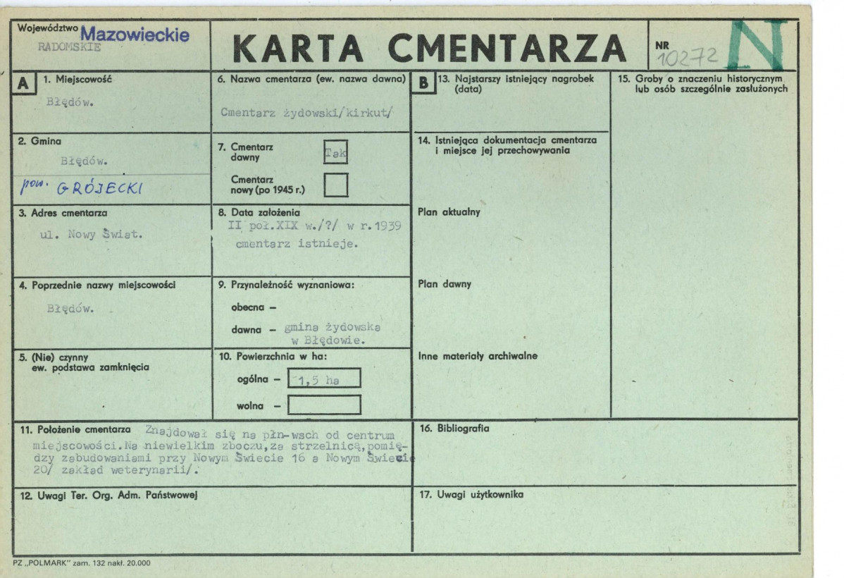 KC - Karta cmentarza, skan nr 1