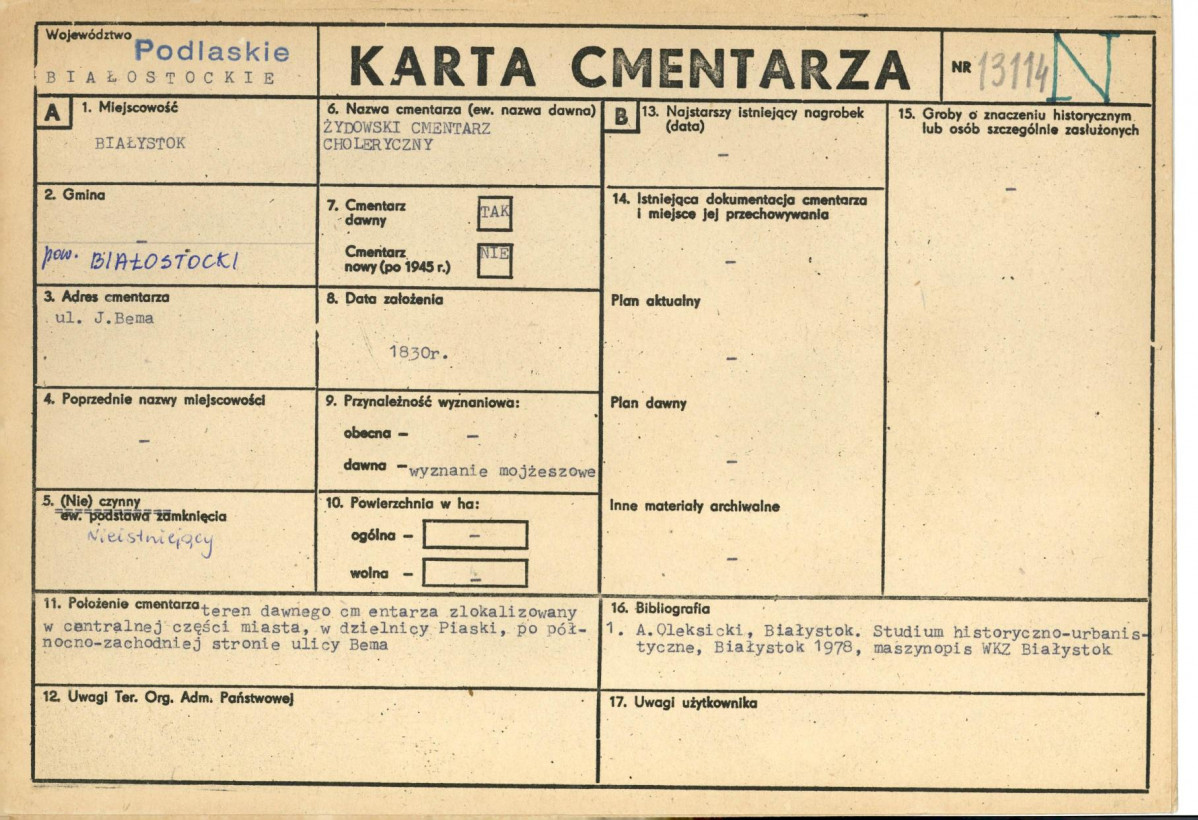 Karta cmentarza, skan nr 1