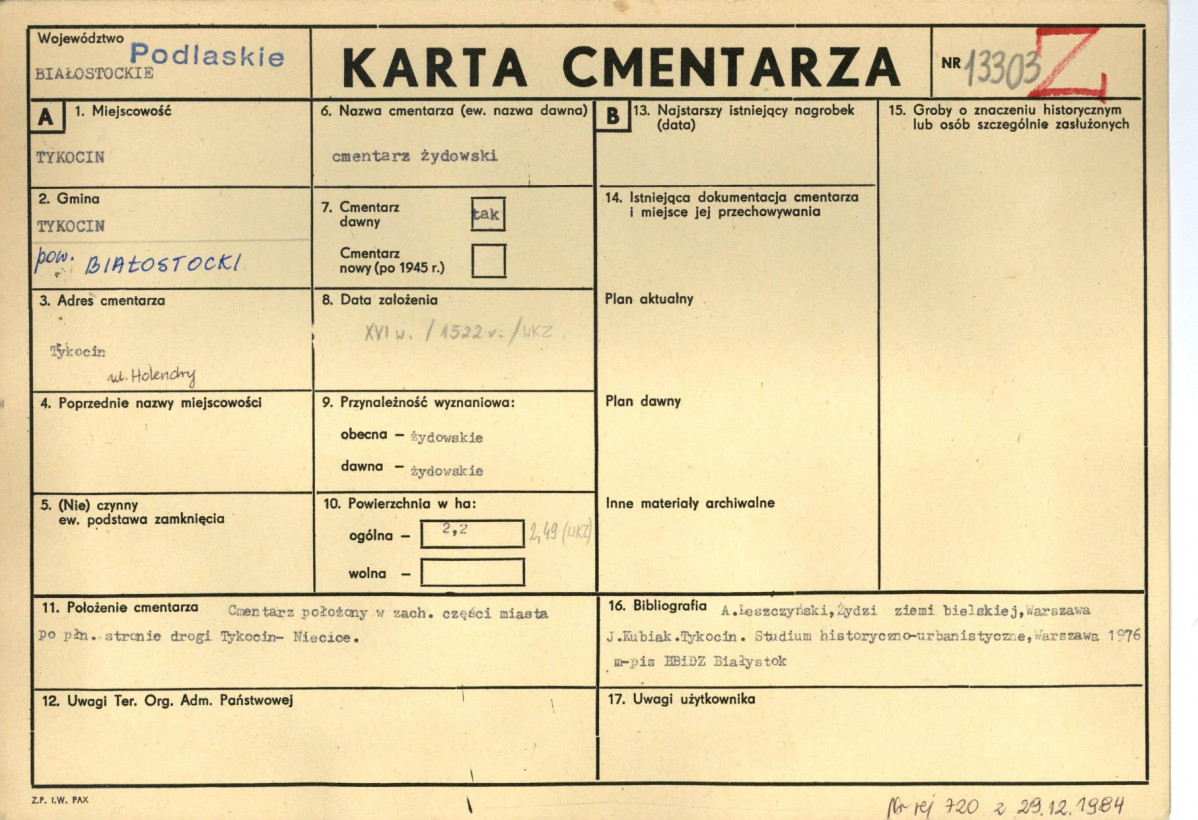 Karta cmentarza, skan nr 1