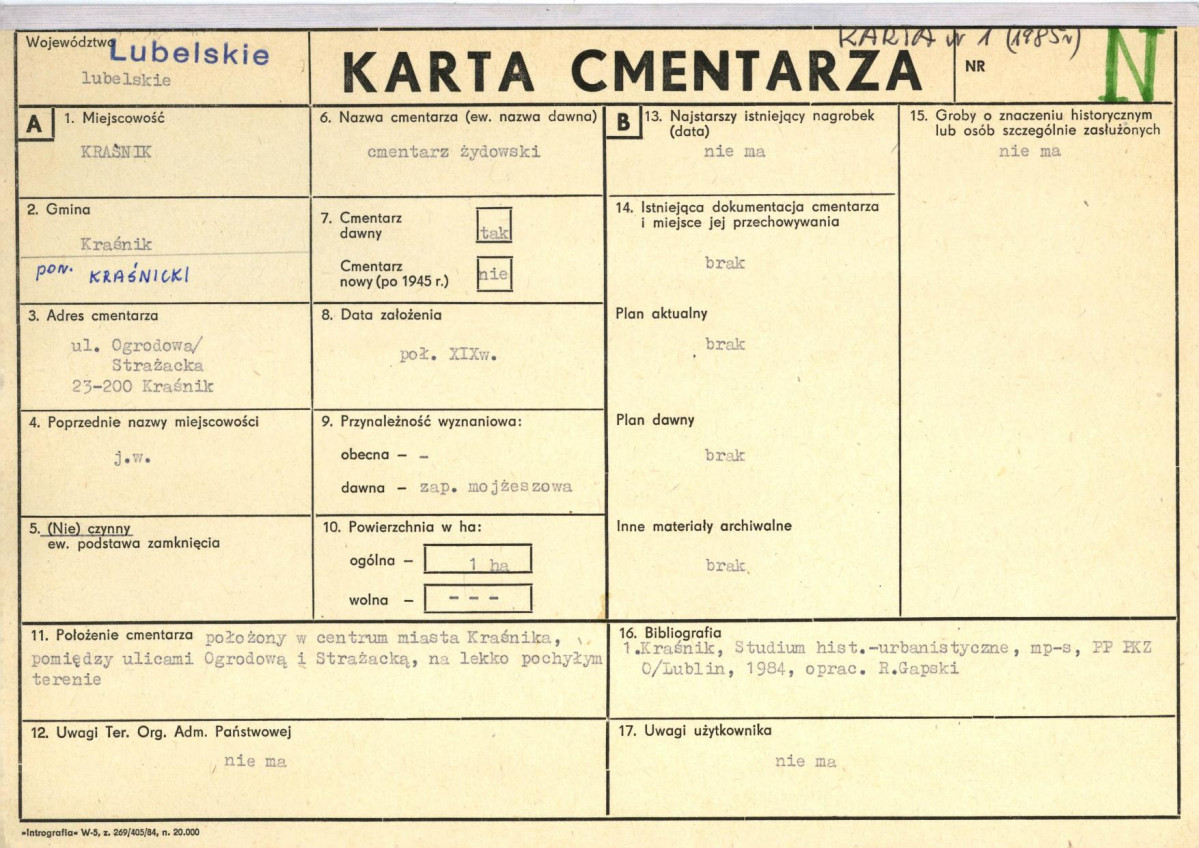 Karta cmentarza, skan nr 1