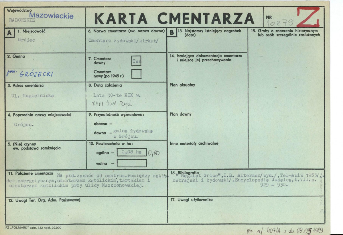 KC - Karta cmentarza, skan nr 1