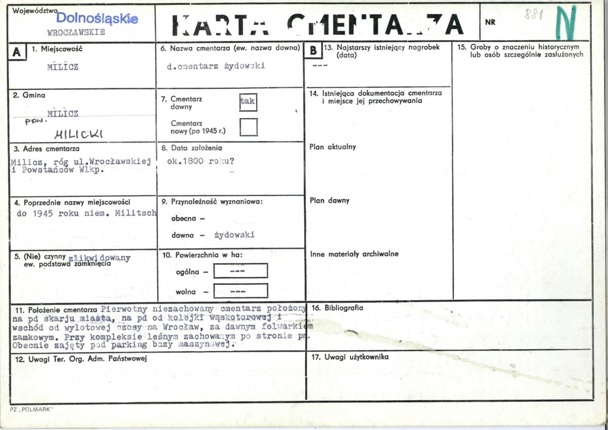 KC - Karta cmentarza, skan nr 1