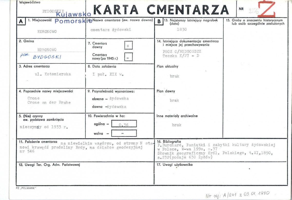 KC - Karta cmentarza, skan nr 1