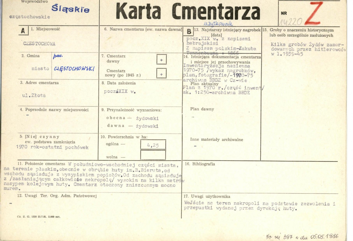Karta cmentarza, skan nr 1