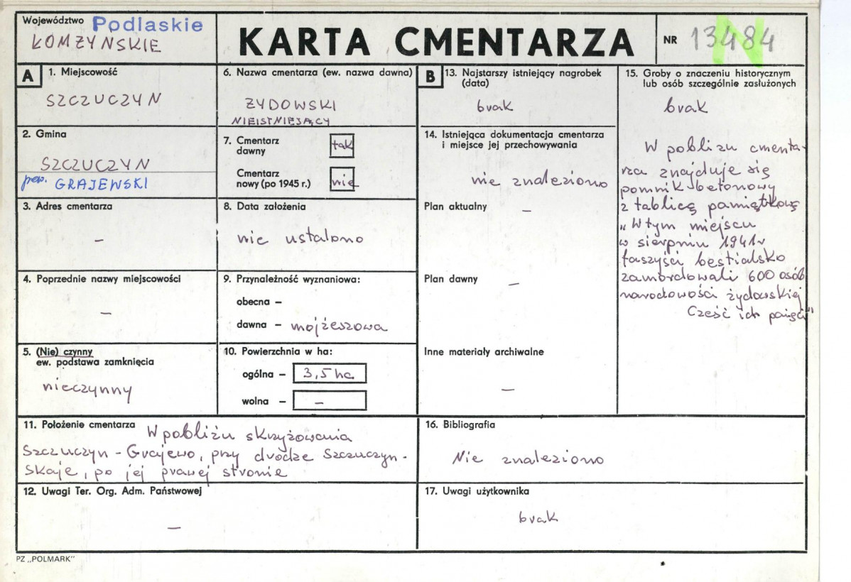 Karta cmentarza, skan nr 1