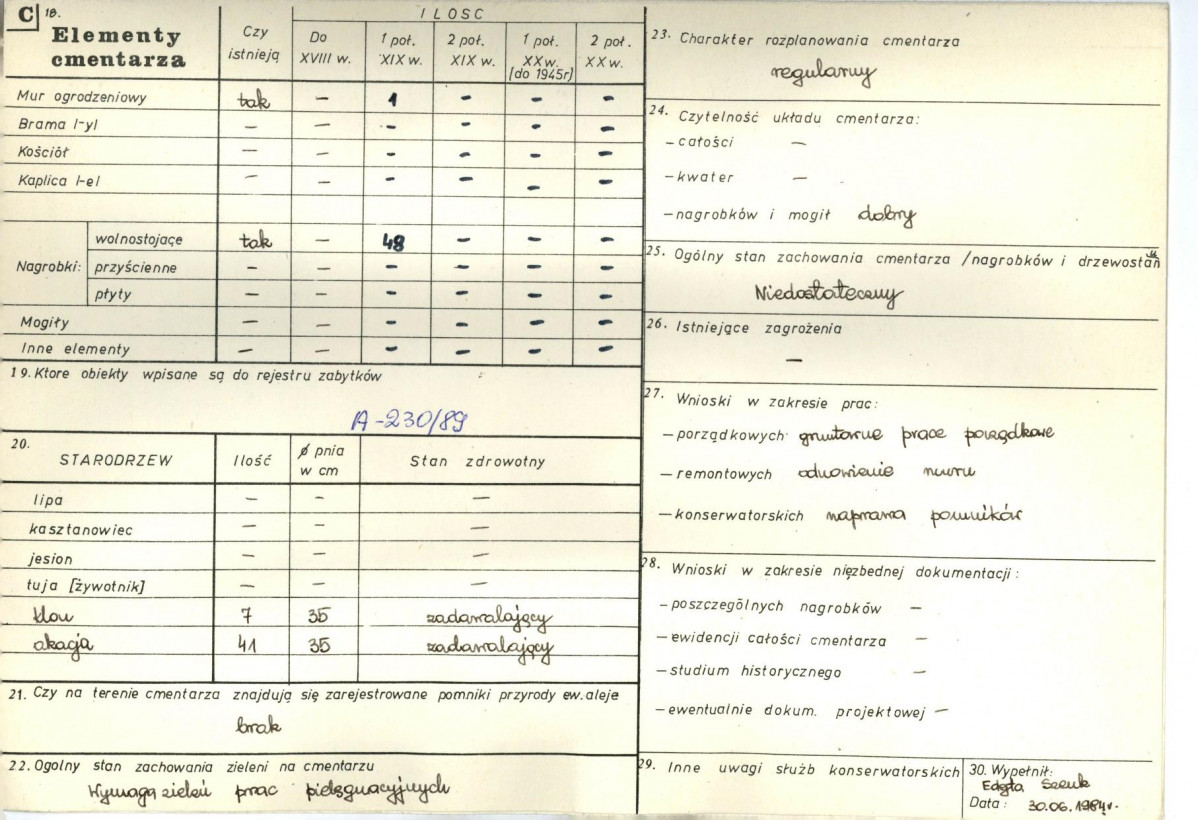 Karta cmentarza, skan nr 2